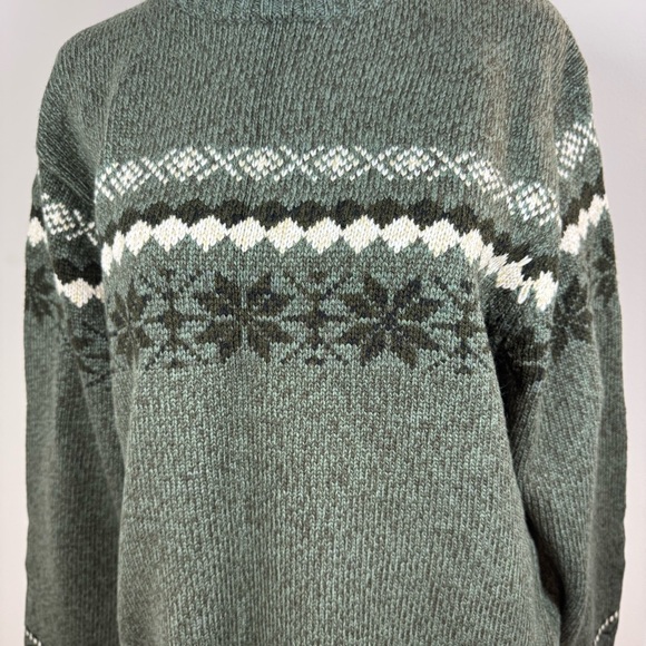 Jeep Men’s Fair Isle Sweater Forest Green Wool Blend Size Large Vintage-Style - Picture 5 of 12